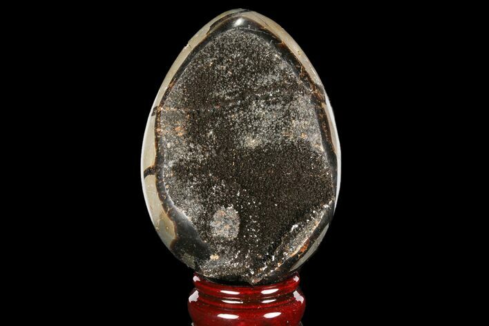 Septarian Dragon Egg Geode - Black Crystals #98831
